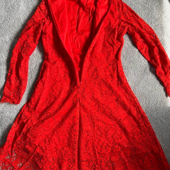 H&M orange lace asymmetric dress sz 10 - Picture 9 of 12
